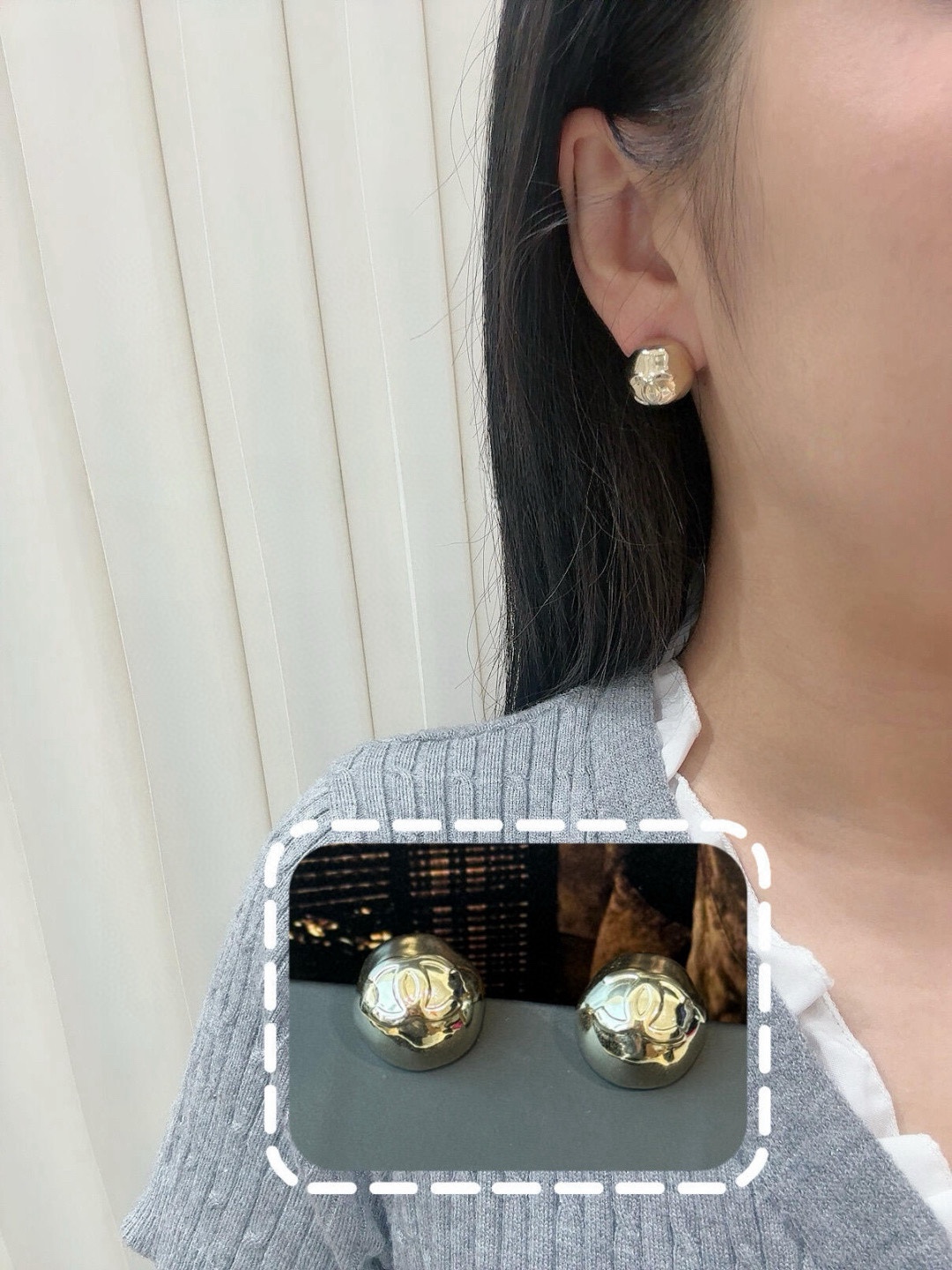 Chanel 高品质 细节如图 香不规则金属半球耳钉Z