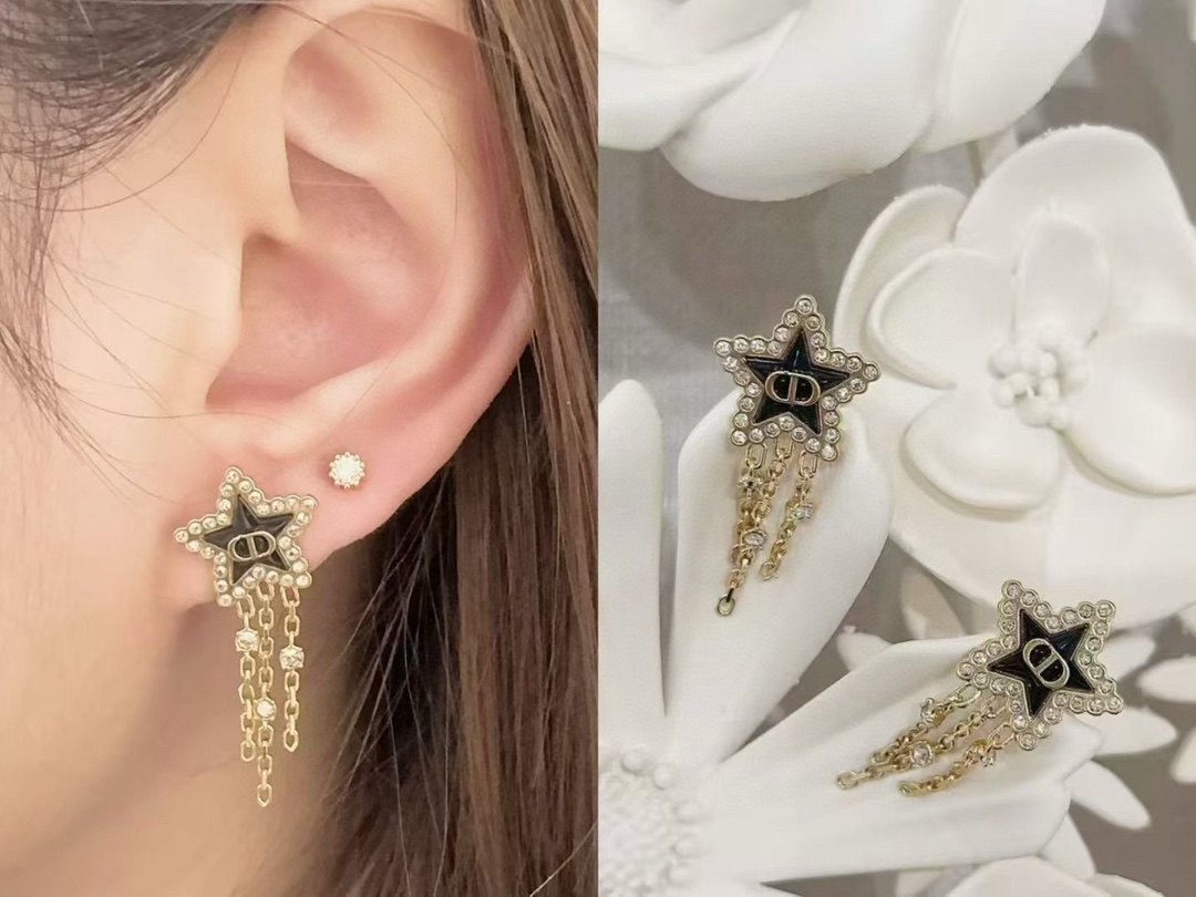 Código DED0714 【dio* último modelo🆕🆕 pendientes de flecos con estrellas azules】 consistente con material de…