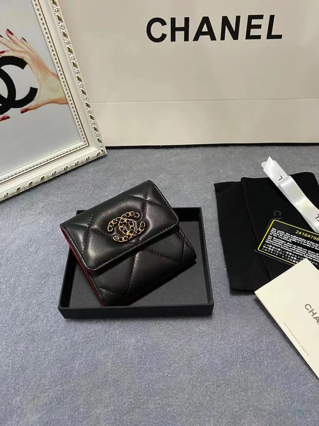 Chanel 19K Super-Heavy Diamond Stripe Chain Wallet AP0794 Size 9.3*10.6*3💰270 - 图片 2