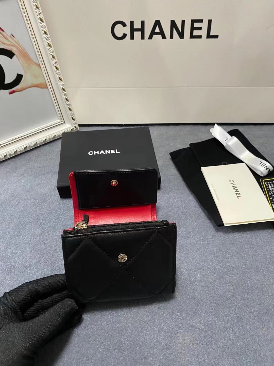 Chanel 19K Super-Heavy Diamond Stripe Chain Wallet AP0794 Size 9.3*10.6*3💰270 - 图片 6