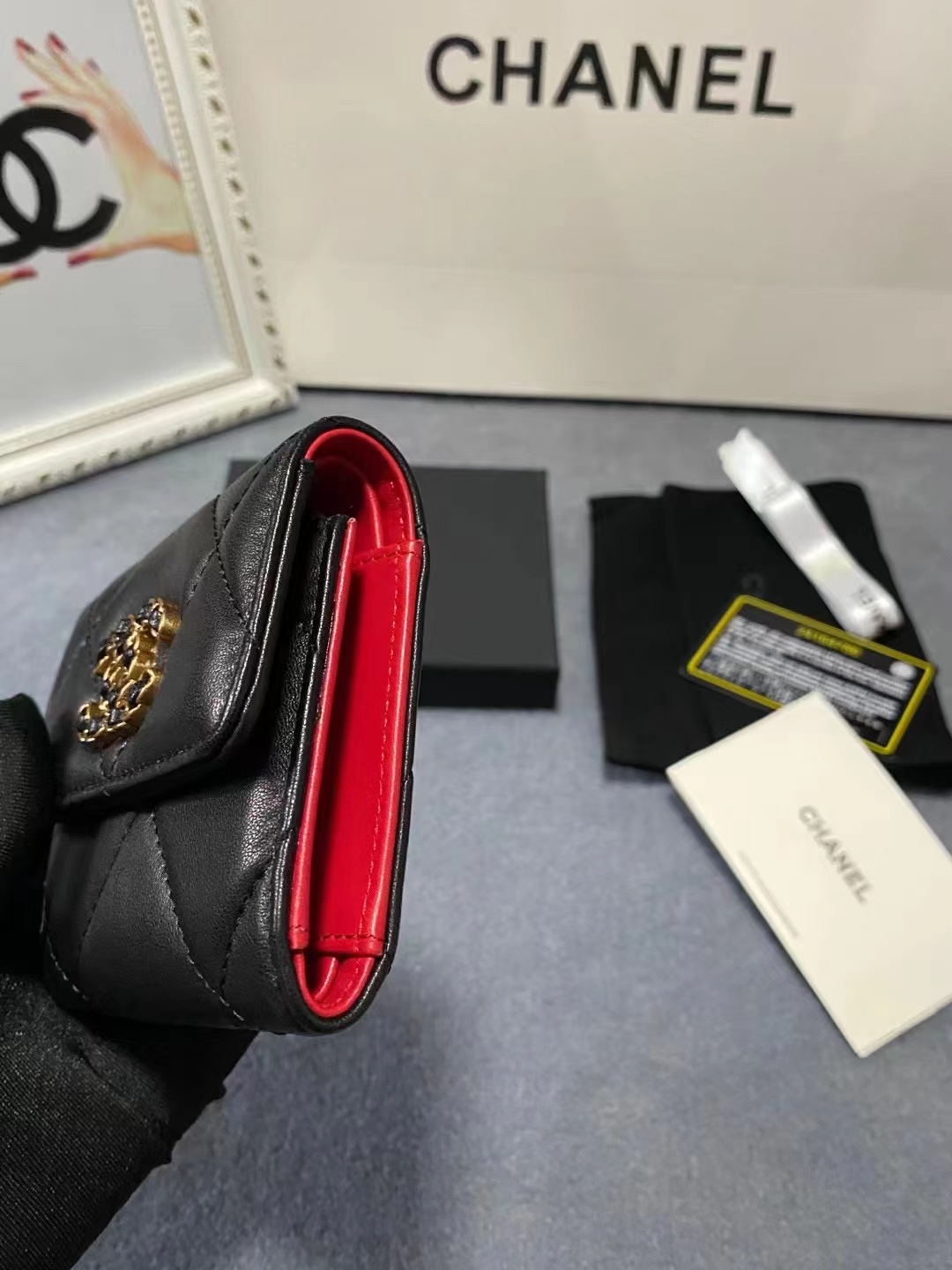 Chanel 19K Super-Heavy Diamond Stripe Chain Wallet AP0794 Size 9.3*10.6*3💰270 - 图片 7