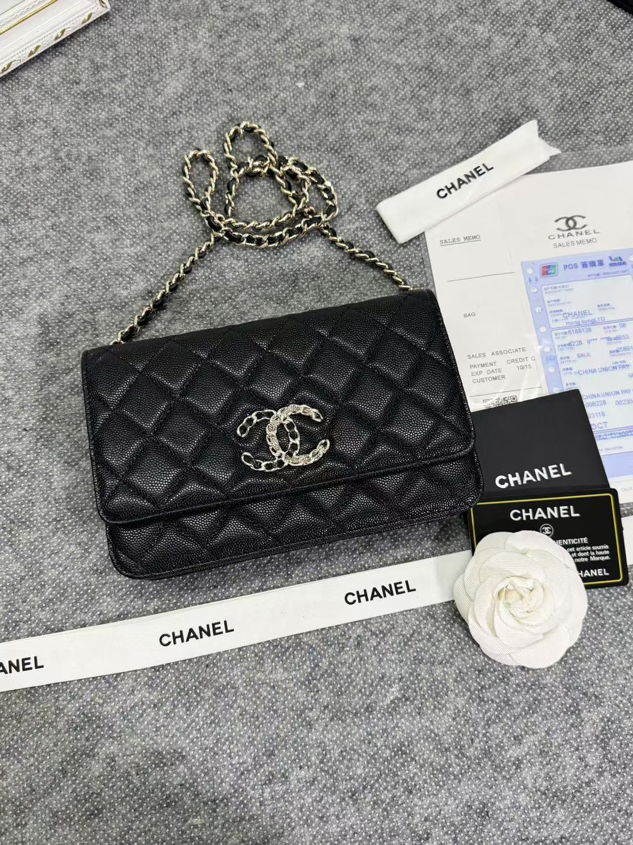 Chane ap-1794  2020新款进口牛皮细球纹woc太爱了!一眼就看上logo比经典款的大 一
