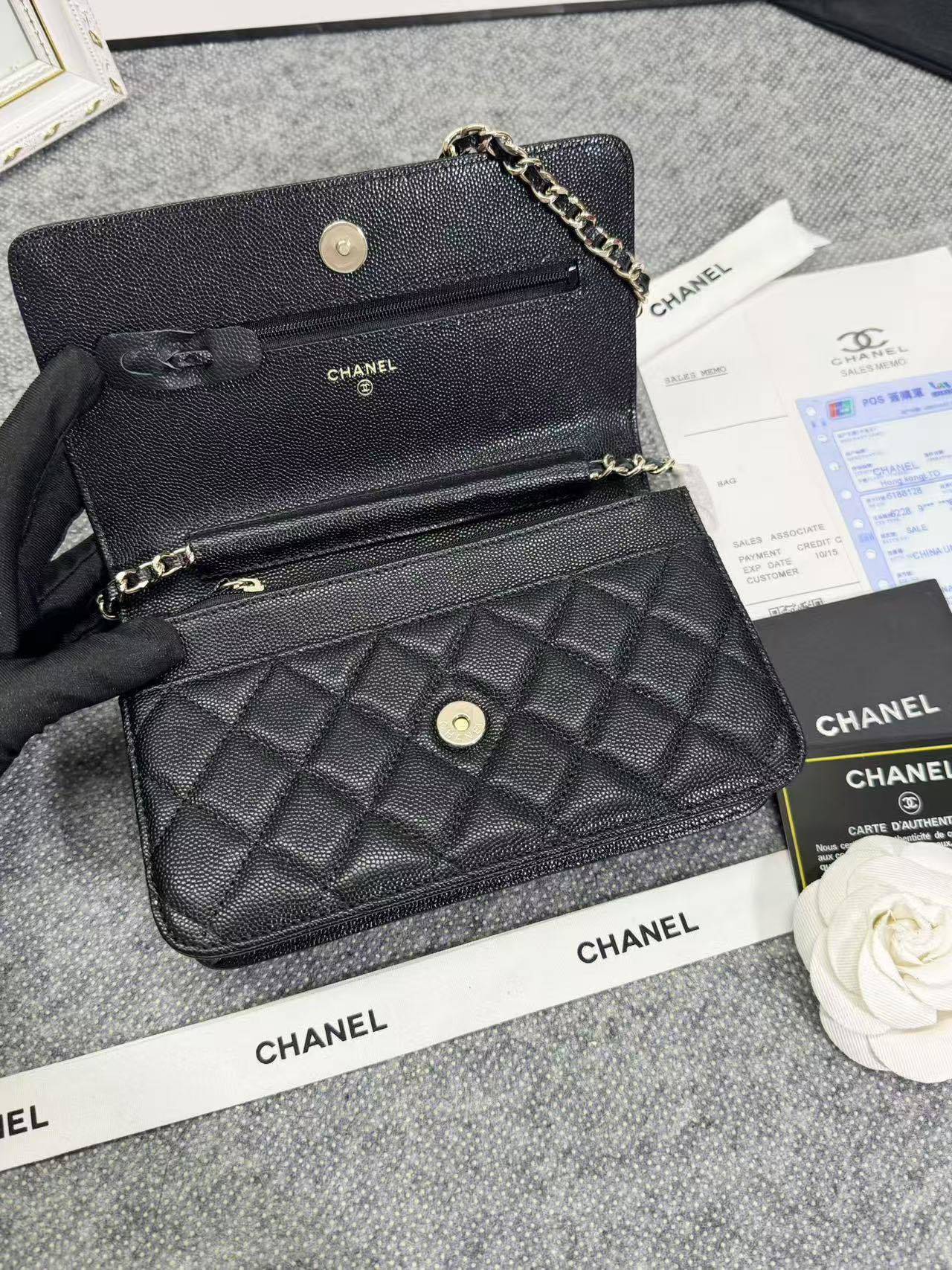 Chane ap-1794  2020新款进口牛皮细球纹woc太爱了!一眼就看上logo比经典款的大 一