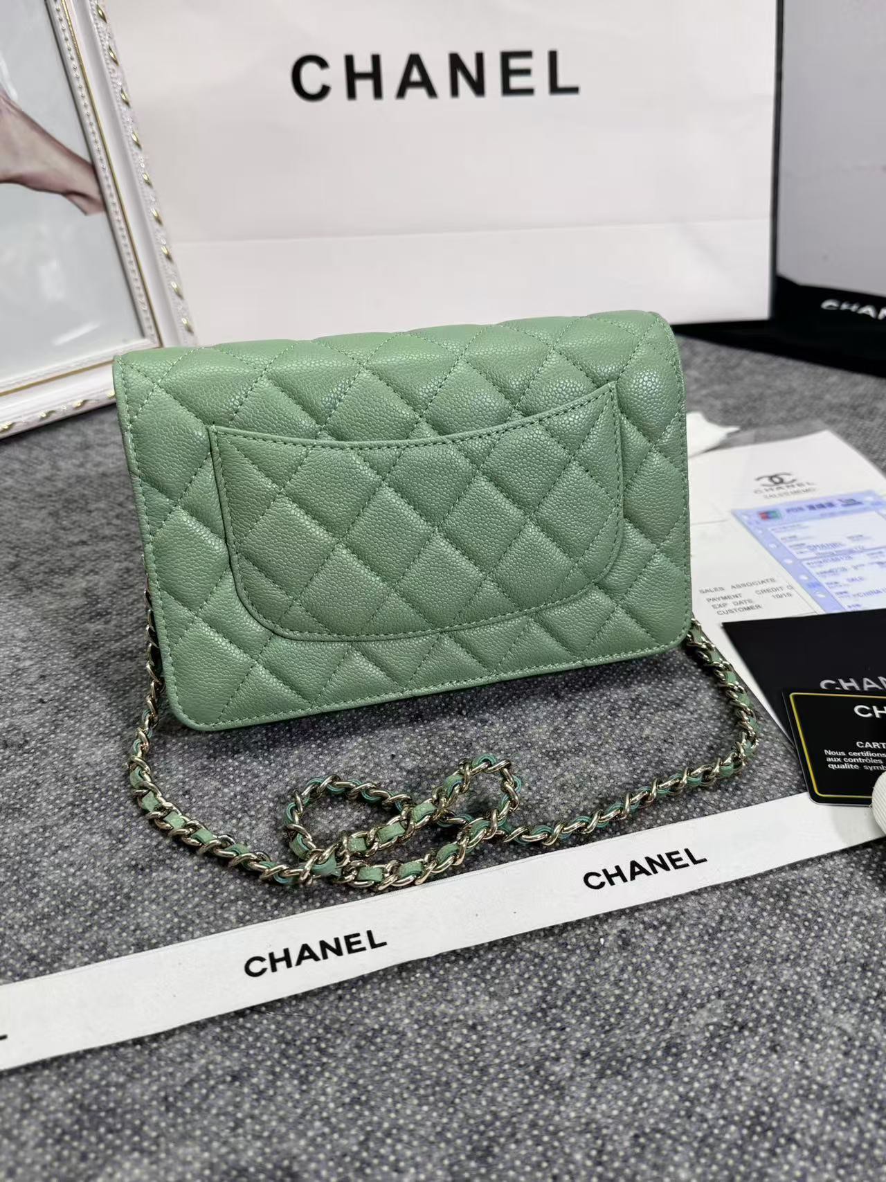Chane ap-1794  2020新款进口牛皮细球纹woc太爱了！一眼就看上logo比经典款的大 一
