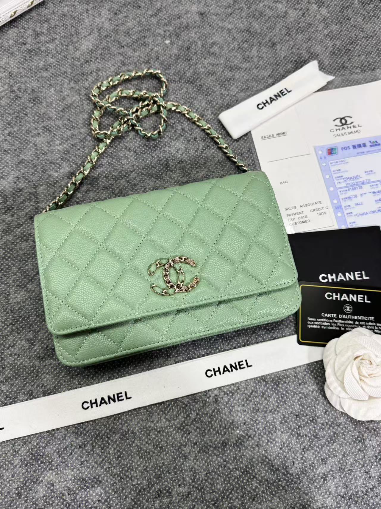 Chane ap-1794  2020新款进口牛皮细球纹woc太爱了！一眼就看上logo比经典款的大 一