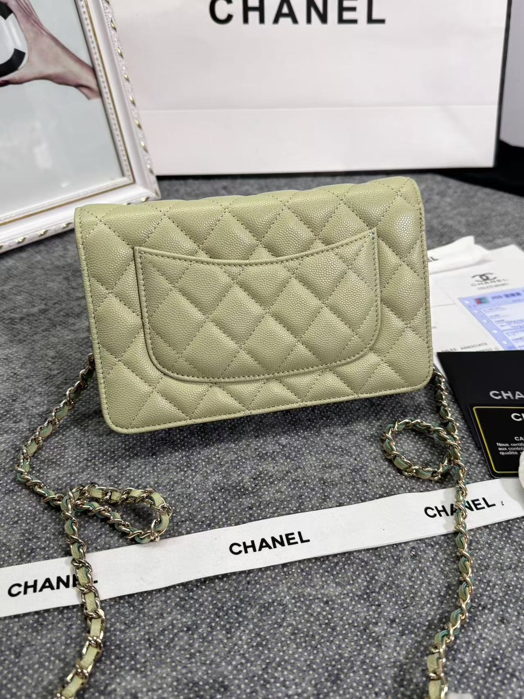Chane ap-1794  2020新款进口牛皮细球纹woc太爱了！一眼就看上logo比经典款的大 一