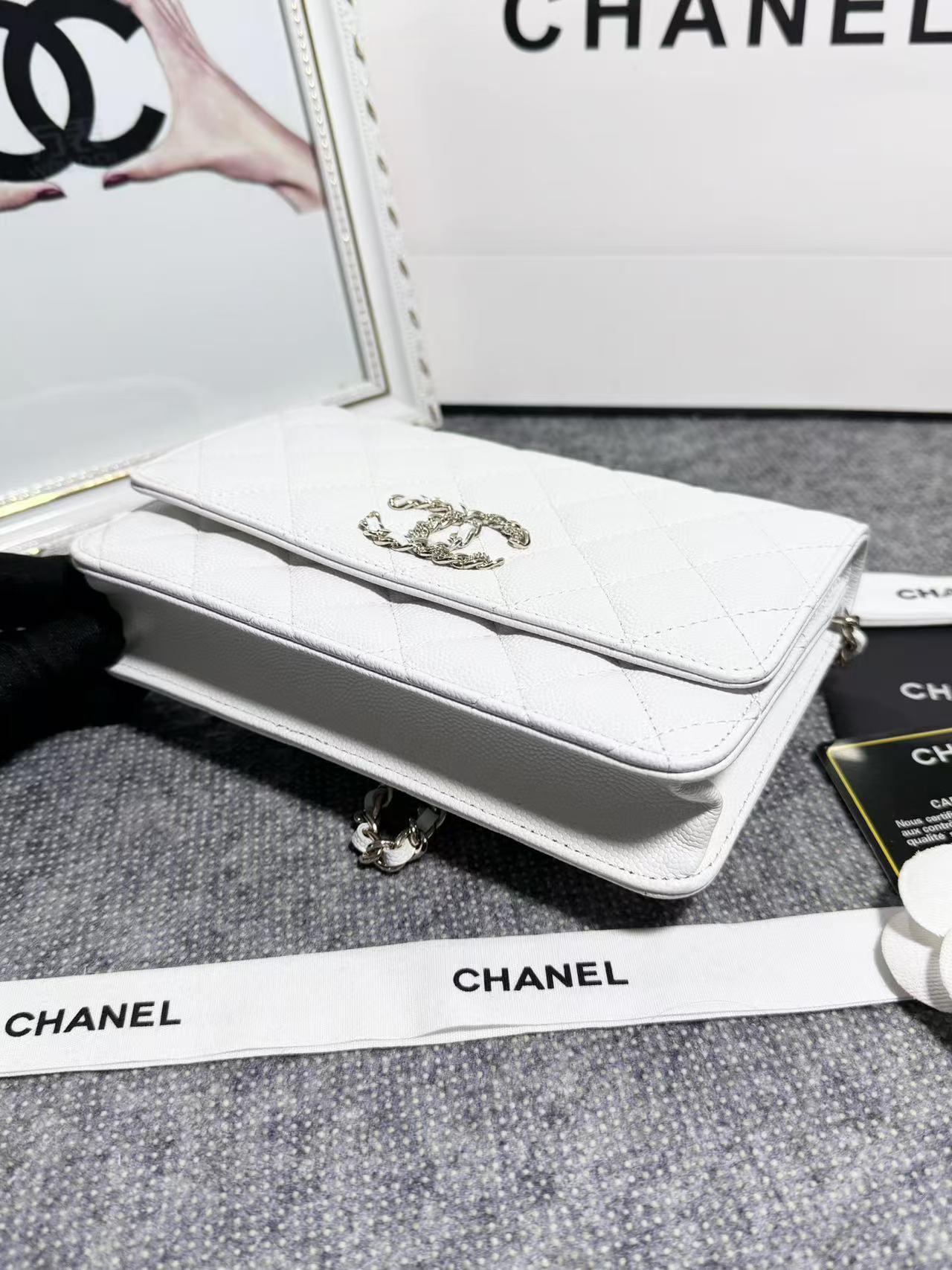 Chane ap-1794  2020新款进口牛皮细球纹woc太爱了！一眼就看上logo比经典款的大 一