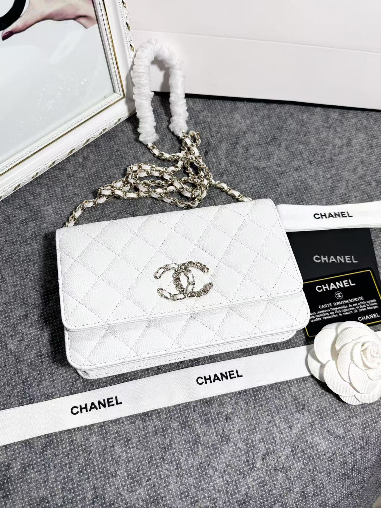 Chane ap-1794  2020新款进口牛皮细球纹woc太爱了！一眼就看上logo比经典款的大 一