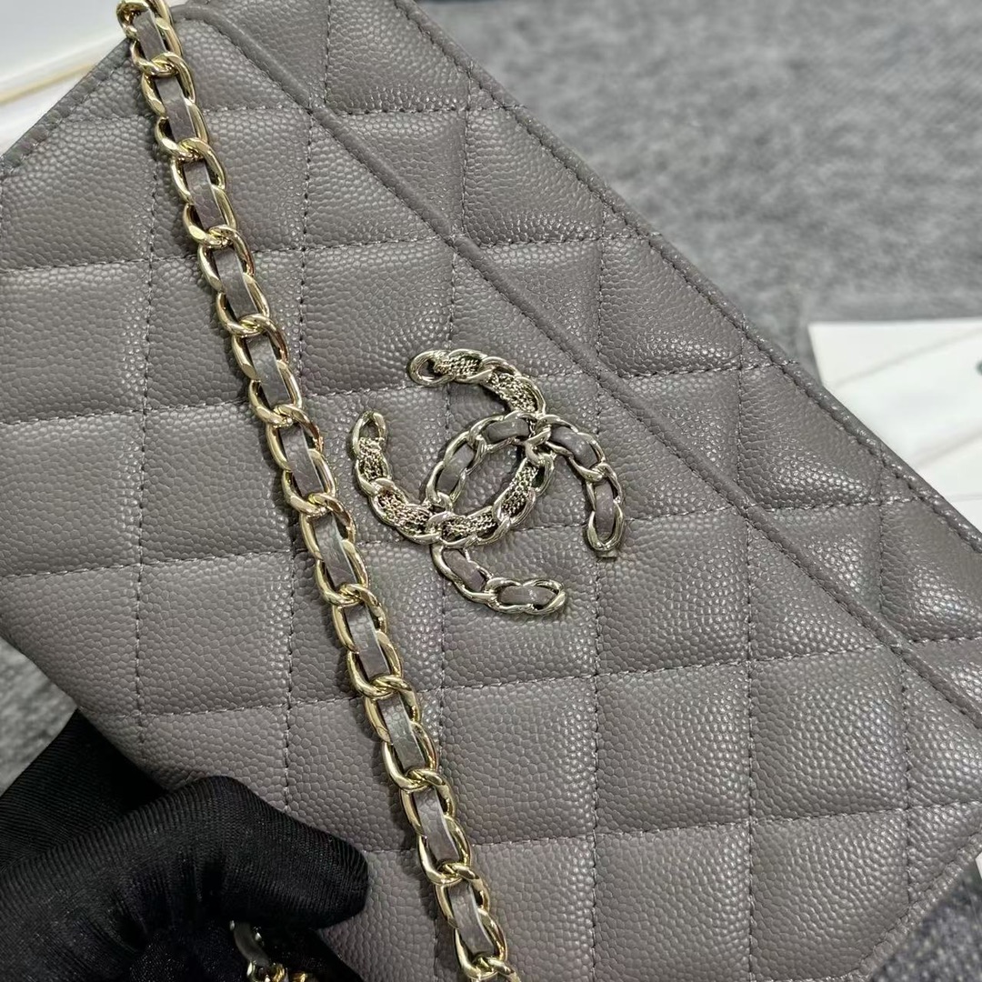 Chane ap-1794  2020新款进口牛皮细球纹woc太爱了！一眼就看上logo比经典款的大 一