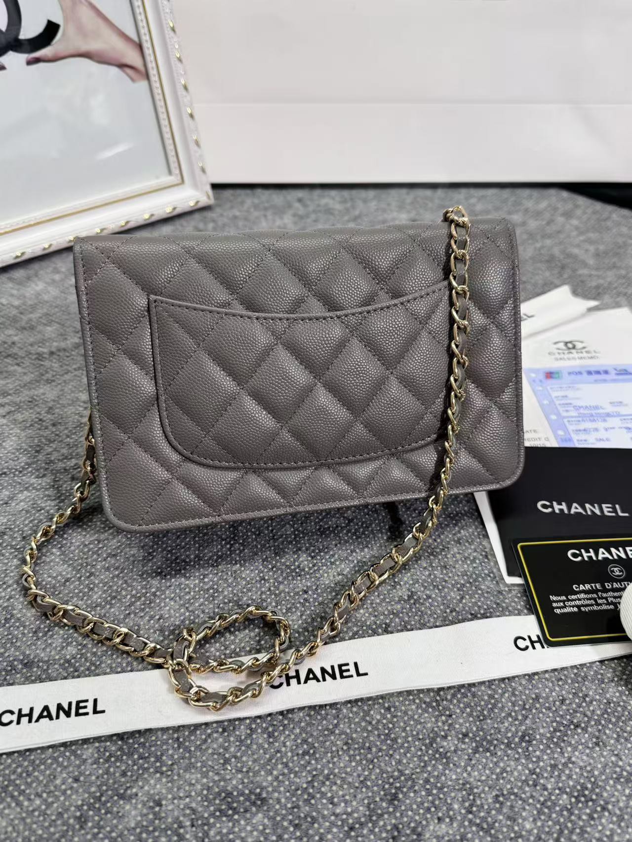 Chane ap-1794  2020新款进口牛皮细球纹woc太爱了！一眼就看上logo比经典款的大 一