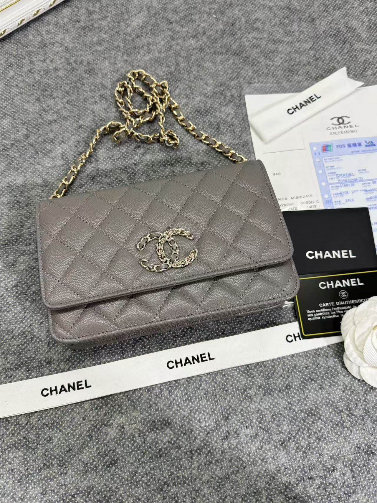Chane ap-1794  2020新款进口牛皮细球纹woc太爱了！一眼就看上logo比经典款的大 一