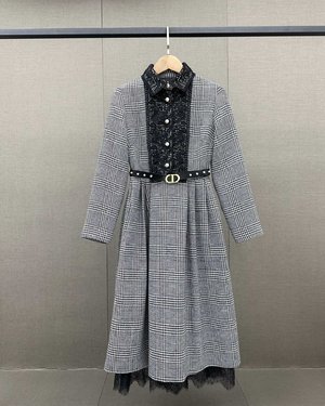AAA Quality Replica Dior Clothing Dresses Lattice Vintage Casual