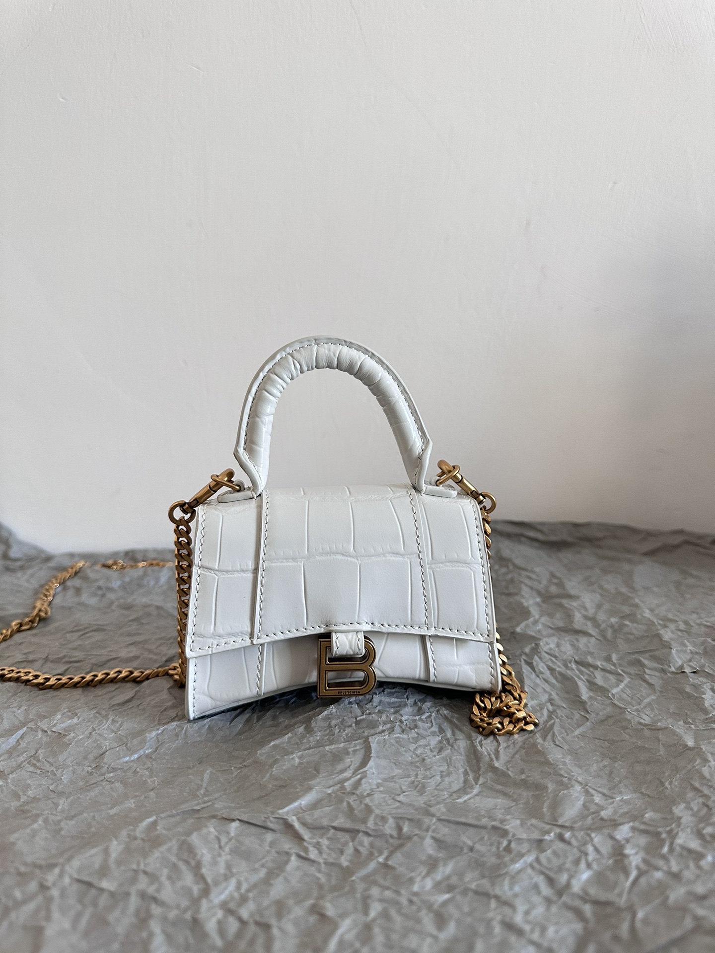 Crocodile Pattern Hourglass Bag Chain Handbag Mini