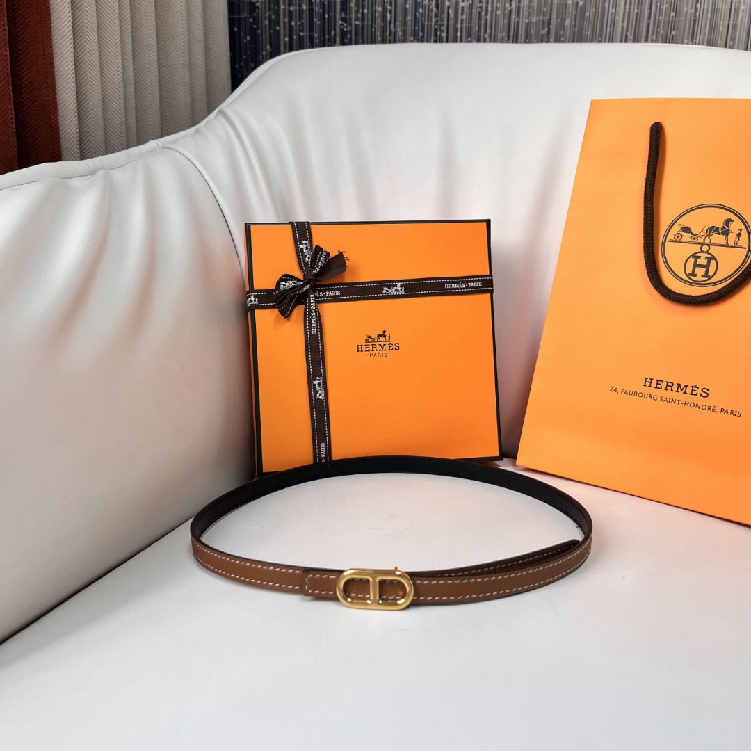 Hermes Swift & Epsom Leather Reversible Belt - 1.3cm Width