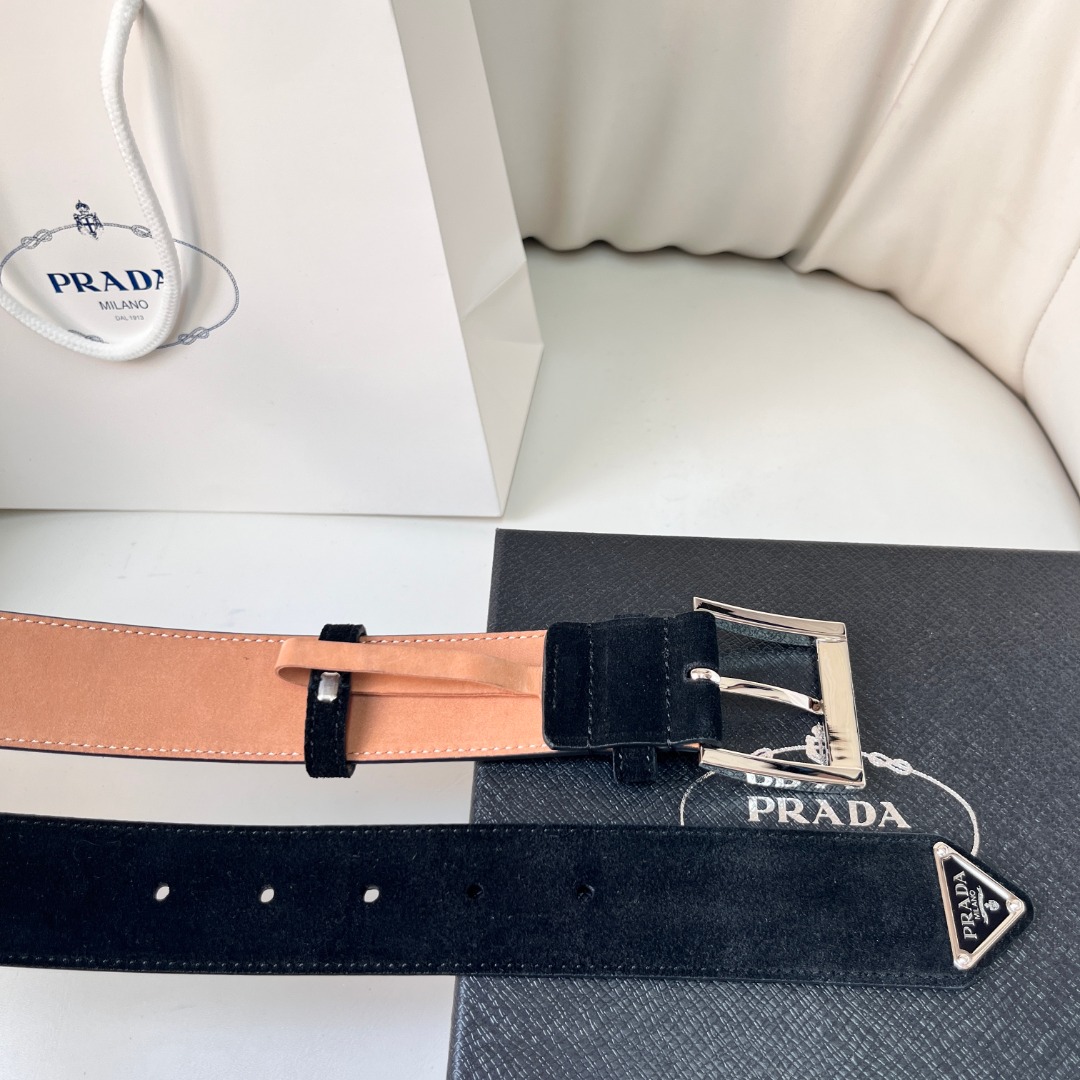 Prada Suede Leather Belt with Enamel Triangle Logo - Unisex Style 4 o 1ie86jeml1p3c191118ht1h6g1g20f