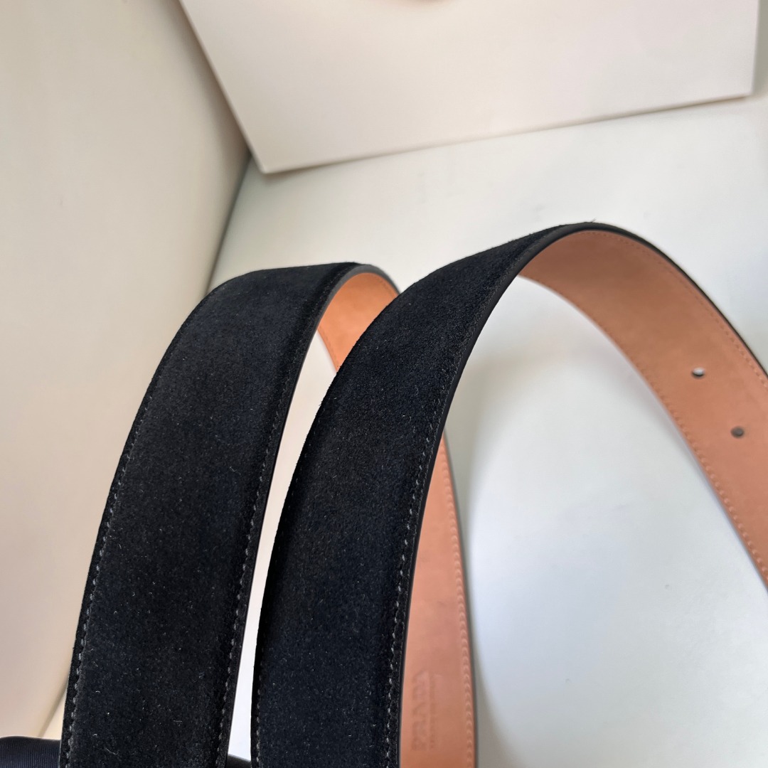 Prada Suede Leather Belt with Enamel Triangle Logo - Unisex Style 9 o 1ie86jemnovqr2v1ba812n5oank