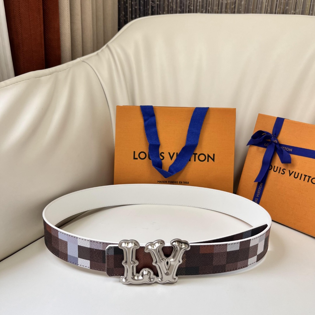 Louis Vuitton Mosaic Pattern Belt, 4cm Width, Calf Leather Reversible 2 o 1ier4p758oou1stosug19hk1ll1