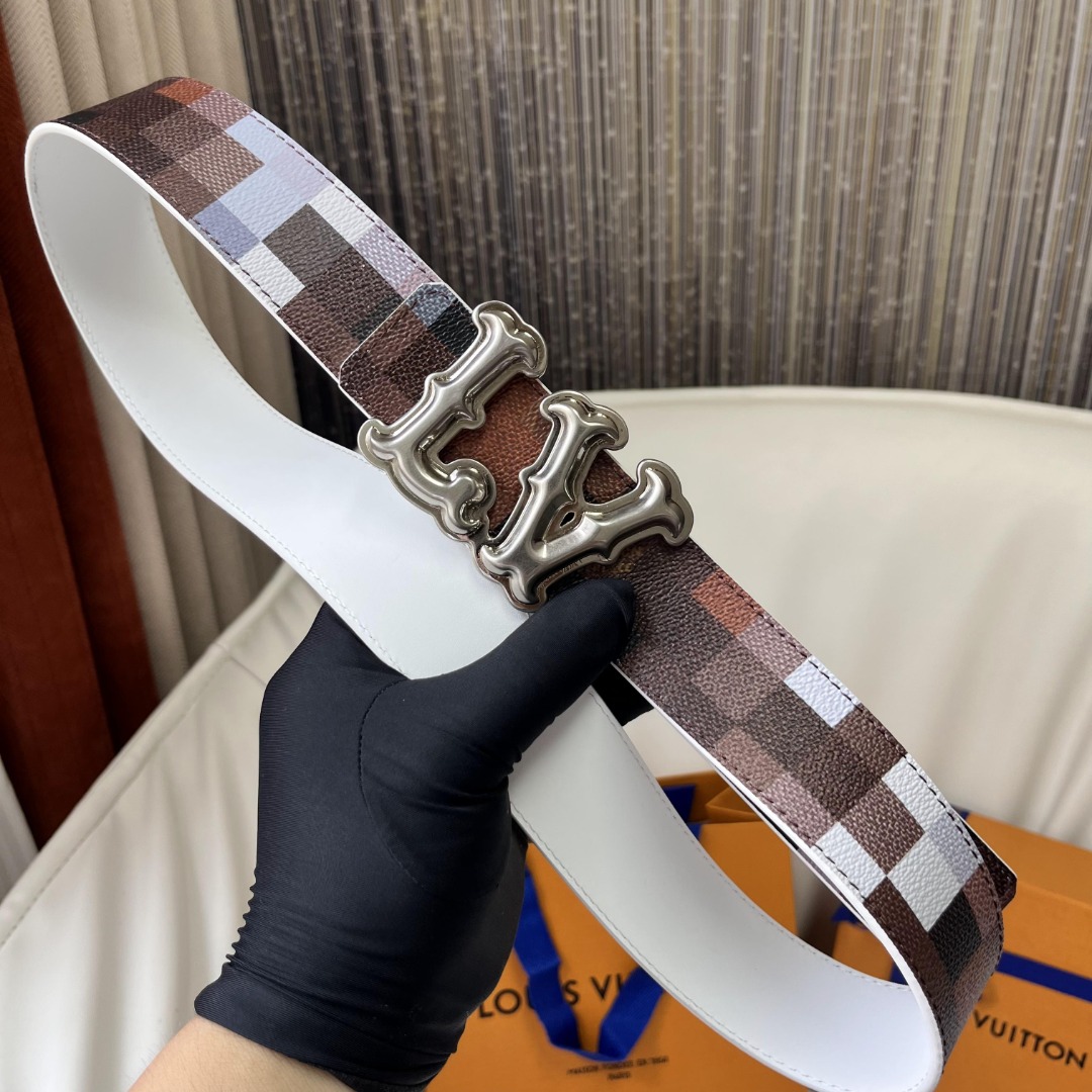 Louis Vuitton Mosaic Pattern Belt, 4cm Width, Calf Leather Reversible 4 o 1ier4p7591g239c9d3nes11o8u3