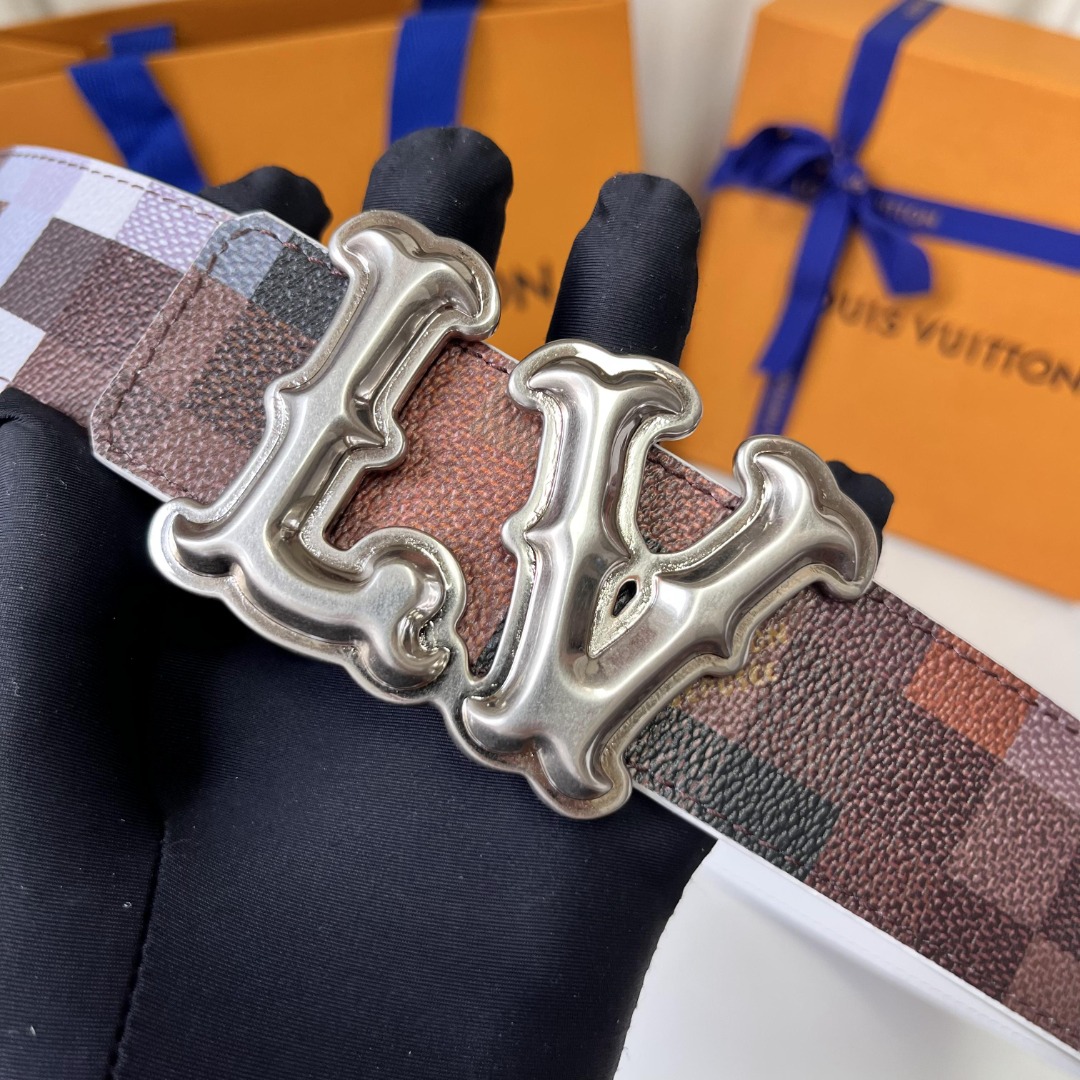 Louis Vuitton Mosaic Pattern Belt, 4cm Width, Calf Leather Reversible 3 o 1ier4p759b7v1f4a1ltq1uoks082