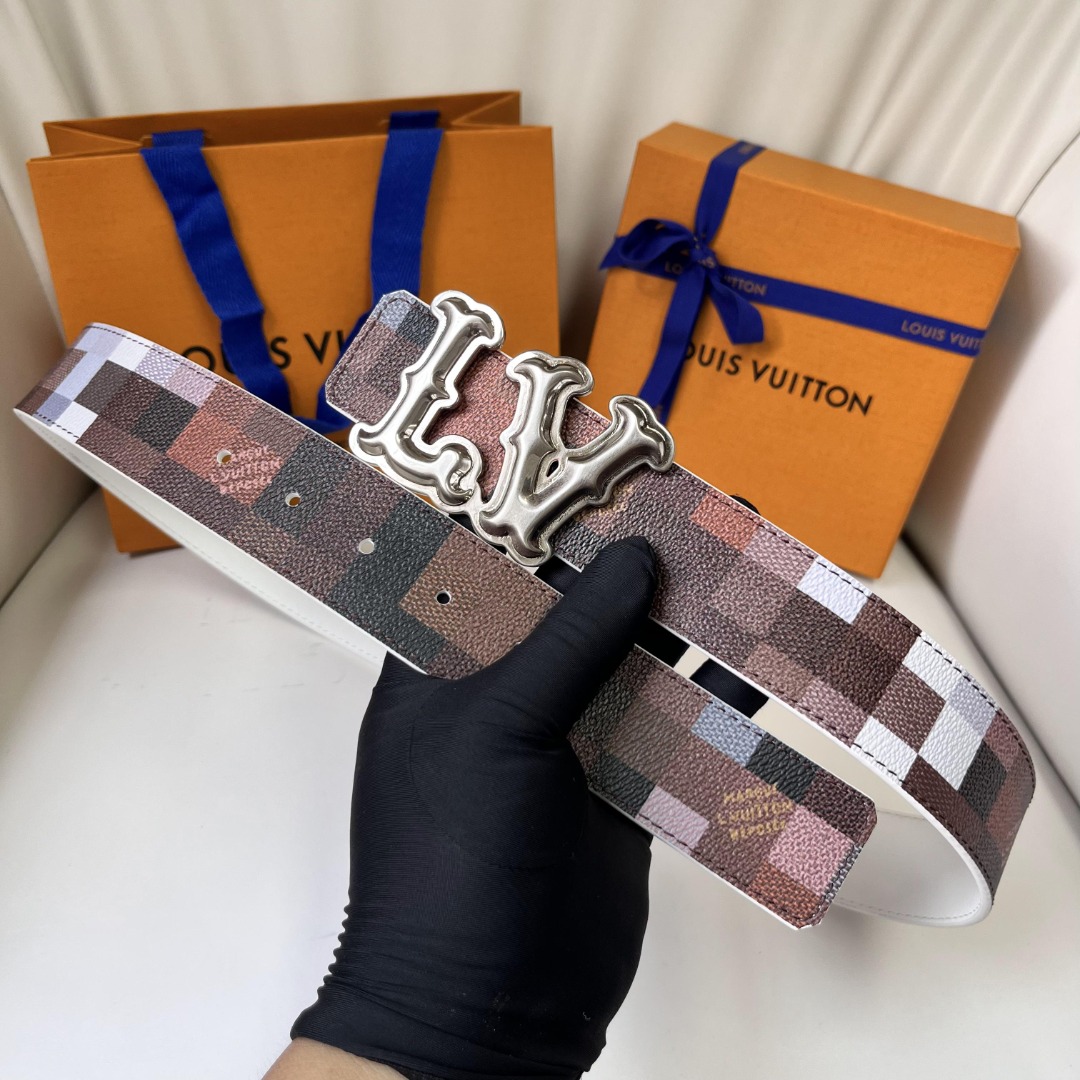Louis Vuitton Mosaic Pattern Belt, 4cm Width, Calf Leather Reversible 7 o 1ier4p75a1a4hk50me41pb9cjf6