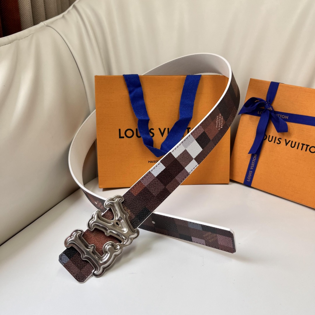 Louis Vuitton Mosaic Pattern Belt, 4cm Width, Calf Leather Reversible 8 o 1ier4p75a1pmchal8ch1qbkcjm7
