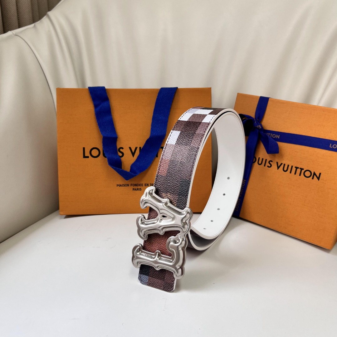 Louis Vuitton Mosaic Pattern Belt, 4cm Width, Calf Leather Reversible 10 o 1ier4p75c1v8q15q911ds1ug8129r9