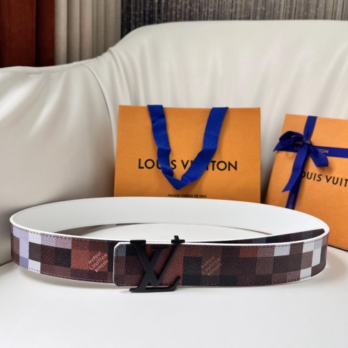 Louis Vuitton Mosaic Pattern Belt,4cm Width, Pure Leather Underside, Reversible 1 Louis Vuitton Mosaic Pattern Belt,4cm Width, Pure Leather Underside, Reversible