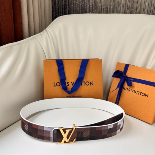 Ceinture Louis Vuitton Réversible en Cuir avec Boucle Logo, 4 cm 1 Ceinture Louis Vuitton Réversible en Cuir avec Boucle Logo, 4 cm