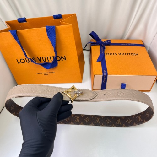 Louis Vuitton Women's Belt - Canvas & Leather, 3cm Width, Flower Buckle 1 Louis Vuitton Women's Belt - Canvas & Leather, 3cm Width, Flower Buckle