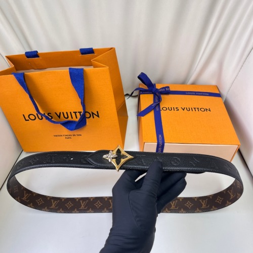 حزام لويس فويتون LV نسائي جديد بعرض 3 سم مع إبزيم على شكل زهرة 1 حزام لويس فويتون LV نسائي جديد بعرض 3 سم مع إبزيم على شكل زهرة