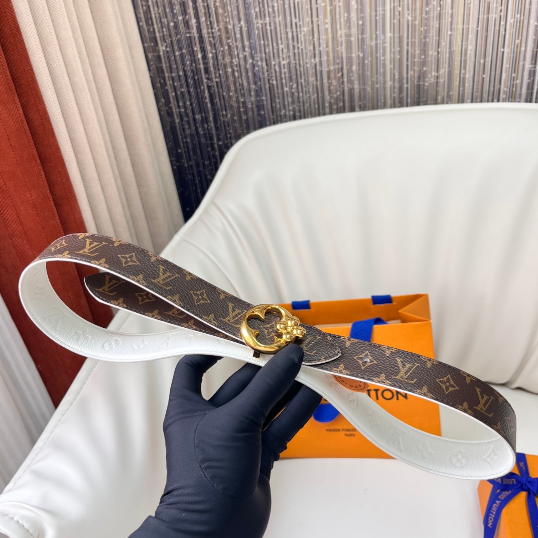 Louis Vuitton Women's Monogram Canvas Belt with Flower Buckle, 3 cm Width 5 o 1ifrp379v1l641ut1g531qqdqa33v