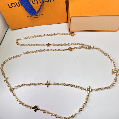 Louis Vuitton Gold-Tone Chain Belt with Floral and Logo Charms, Adjustable 1 Louis Vuitton Gold-Tone Chain Belt with Floral and Logo Charms, Adjustable