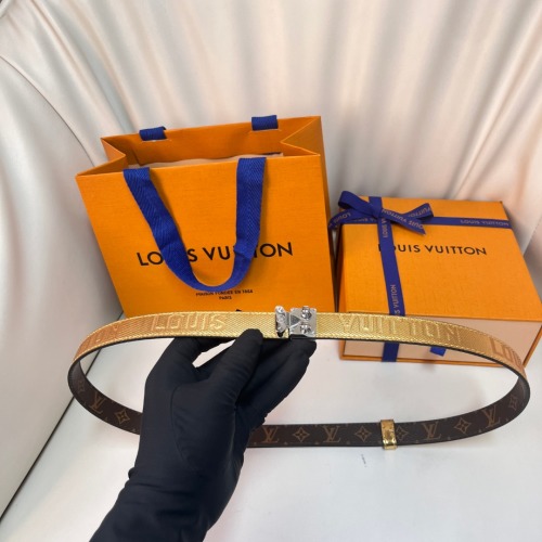 Louis Vuitton Women's Belt Canvas and Calfskin with Steel Buckle, Adjustable Length 1 Louis Vuitton Women's Belt Canvas and Calfskin with Steel Buckle, Adjustable Length
