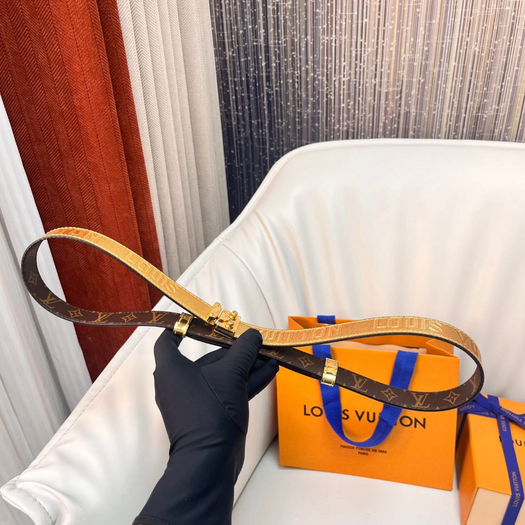 Louis Vuitton Women's Belt with Adjustable Buckle - Gold, 2.0cm Width 4 o 1igb91lv4v2j6g1u881ecq1ekb5r