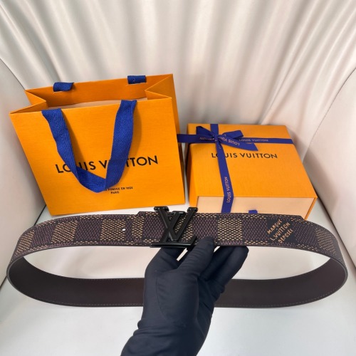 Louis Vuitton 4.0cm Damier Ebene Canvas Belt with LV Initial Buckle