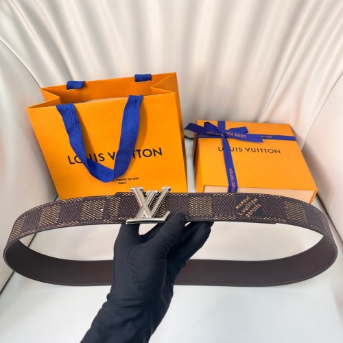 Louis Vuitton Belt, 4.0cm, Canvas and Leather, Silver Buckle, Double-Sided 1 Louis Vuitton Belt, 4.0cm, Canvas and Leather, Silver Buckle, Double-Sided