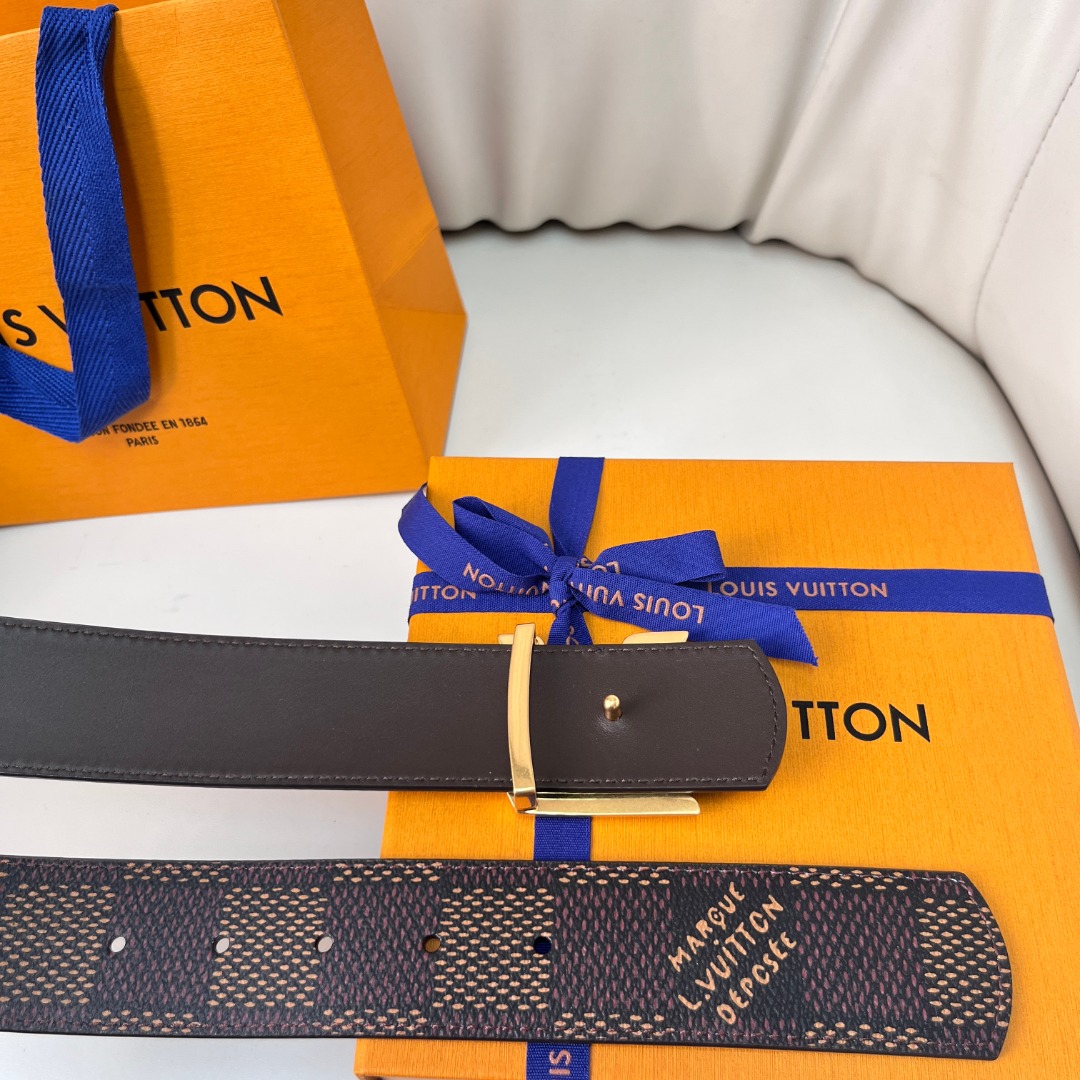Louis Vuitton Reversible Belt with Gold Buckle - Width: 4.0cm 4 o 1ih2eb08l1jha18neb7k1aeflt24b