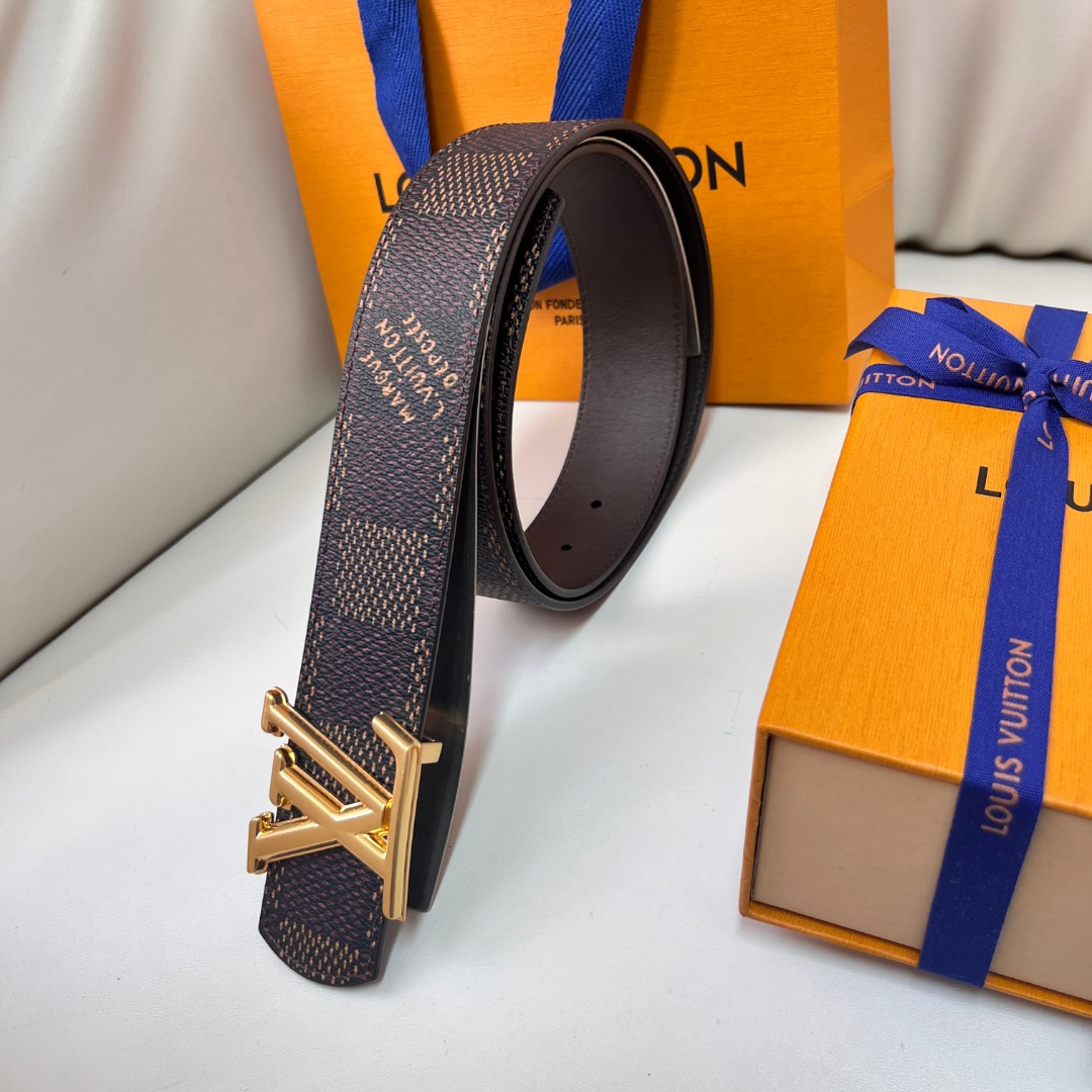 Louis Vuitton Reversible Belt with Gold Buckle - Width: 4.0cm 6 o 1ih2eb08m13v9ret1ksb1r441lji4d
