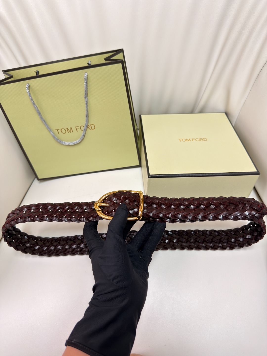 Ремень Tom Ford плетеный коричневый