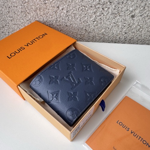 Luxury Blue Embossed Leather Wallet, Compact Bifold Design - M14787 1 Luxury Blue Embossed Leather Wallet, Compact Bifold Design – M14787