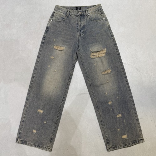 Balenciaga BLCG Distressed Denim Jeans, Unisex, Washed and Ripped Style 1 Balenciaga BLCG Distressed Denim Jeans, Unisex, Washed and Ripped Style