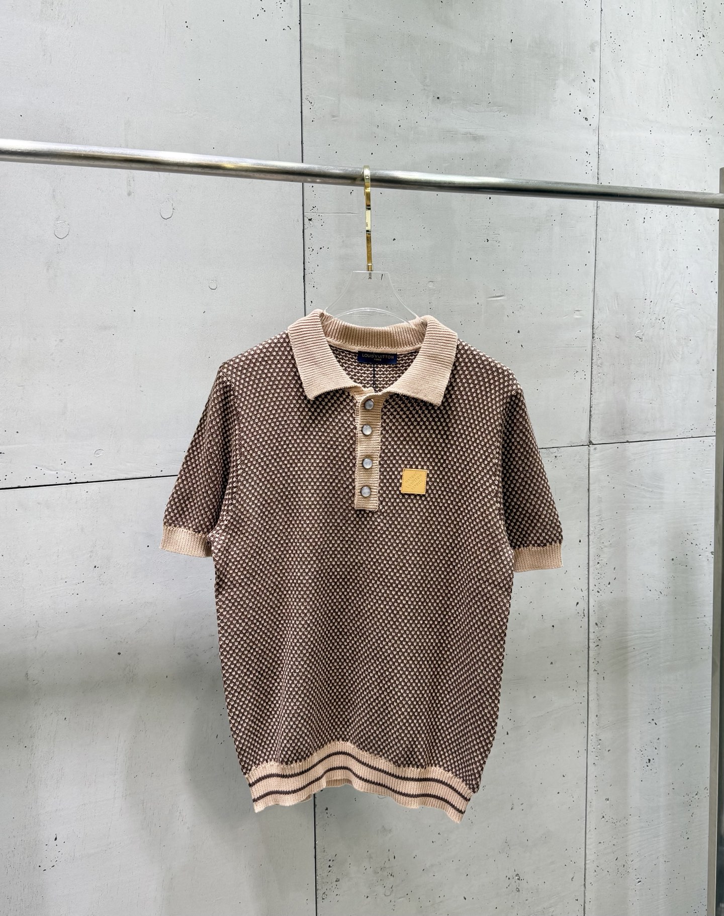P208 1V / Louis versión alta 26 Primavera y verano Nueva camisa polo de manga corta de punto grueso de malla hecha de t…