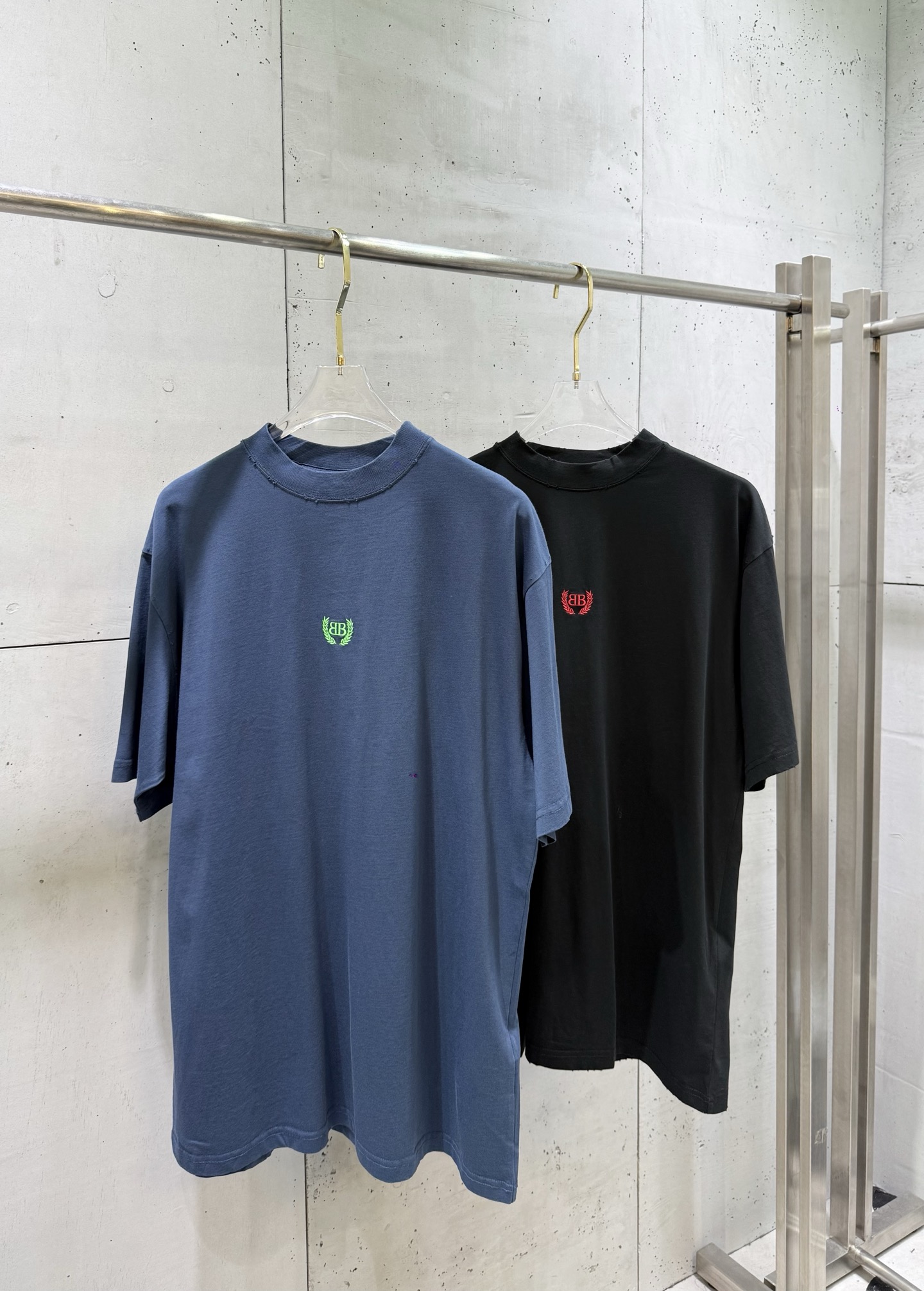 Balenciaga BLCG 巴黎世家 BB字母麦穗刺绣短袖蓝色