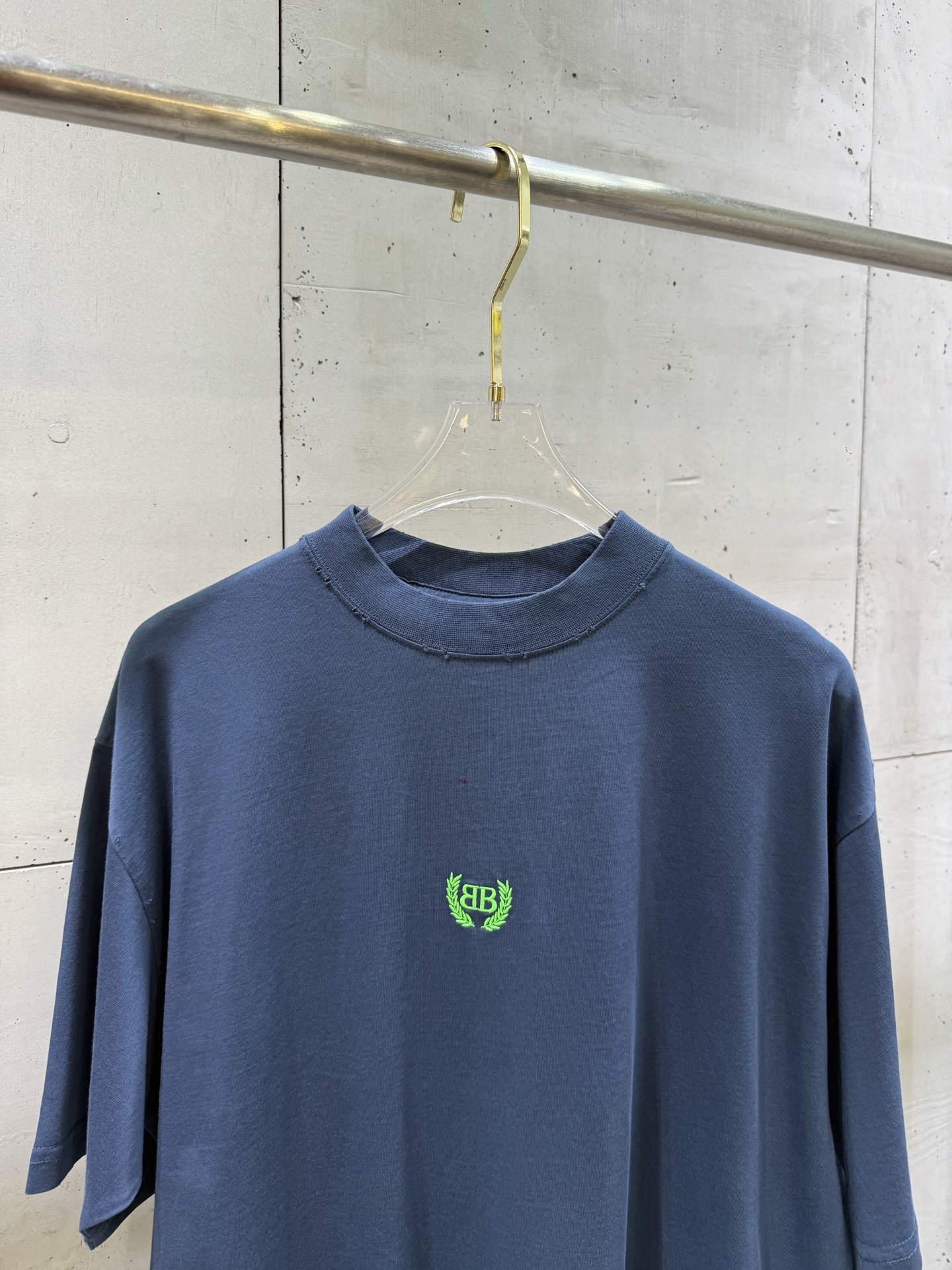 Balenciaga BLCG 巴黎世家 BB字母麦穗刺绣短袖蓝色