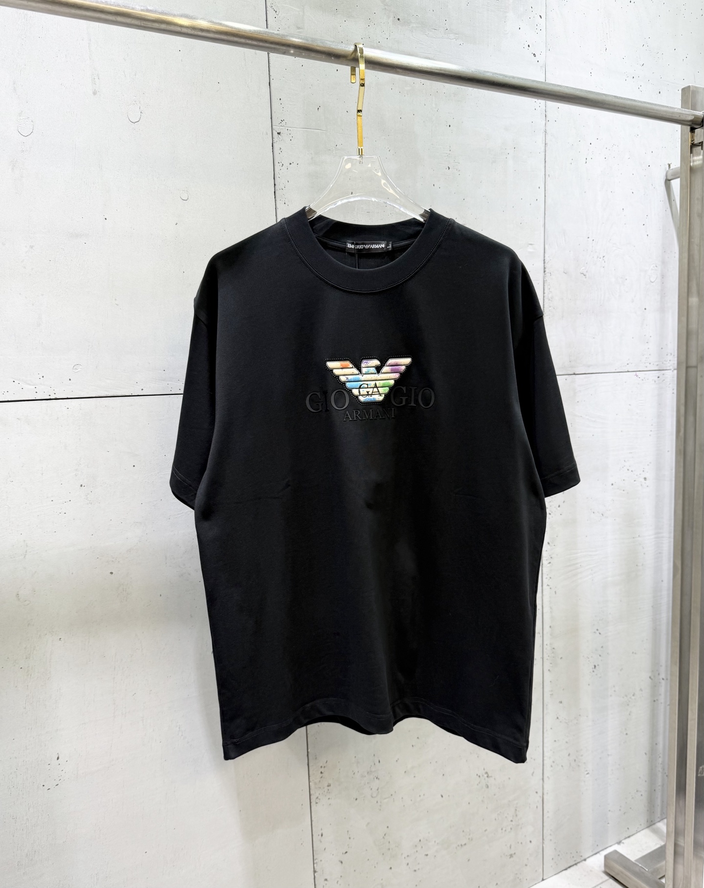 P85 Armani 26 verano, camiseta de manga corta con logo de burbujas de colores en relieve, tela de algodón puro personal…