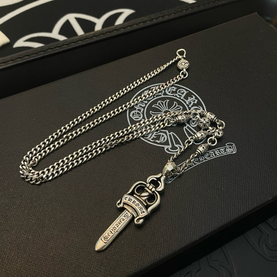 Chrome Hearts Style Sterling Silver Sword Pendant Necklace - Vintage Design 9 i1750174198293 2412 0 7
