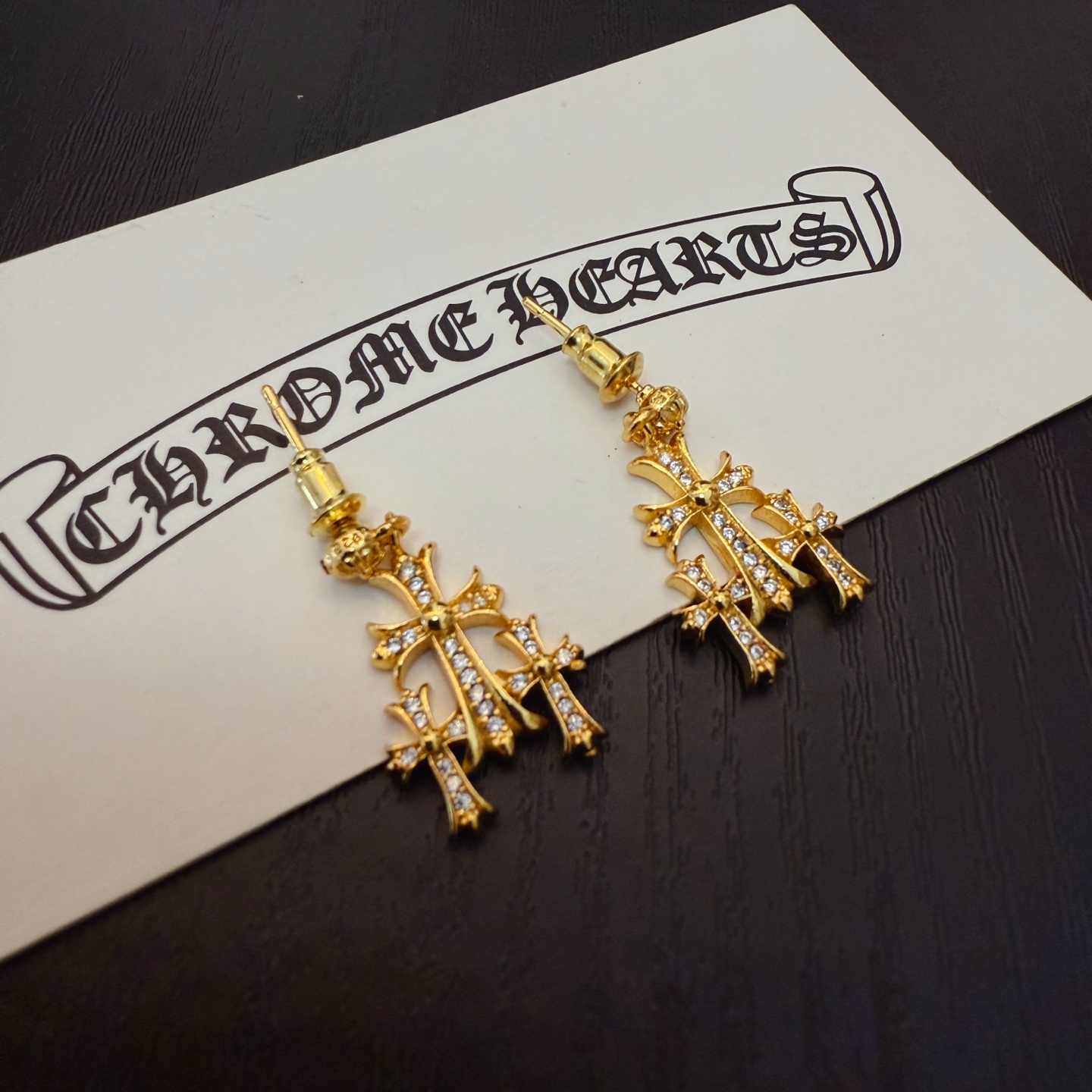  新款  【专柜品质】Chrome Hearts ❤️  克罗心三十十字架镶钻耳钉   进口电镀工艺 精