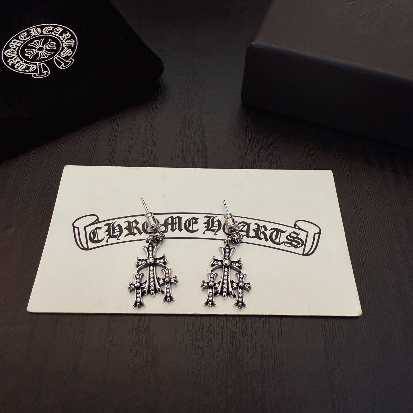  新款  【专柜品质】Chrome Hearts ❤️  克罗心十字镶钻耳钉   进口电镀工艺 精工  