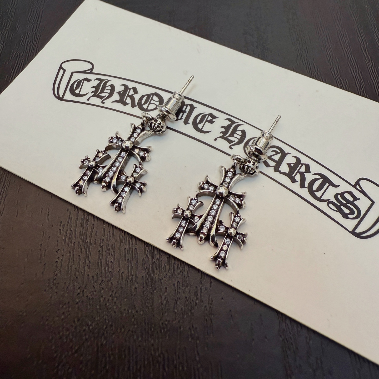  新款  【专柜品质】Chrome Hearts ❤️  克罗心十字镶钻耳钉   进口电镀工艺 精工  