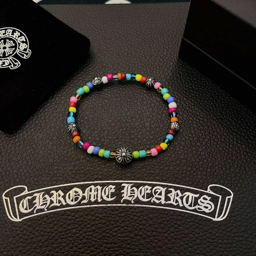   一眼心动系列 chromehearts琉璃五银珠手串克罗心琉璃五银珠手串 色彩斑斓，像一条彩虹非常有